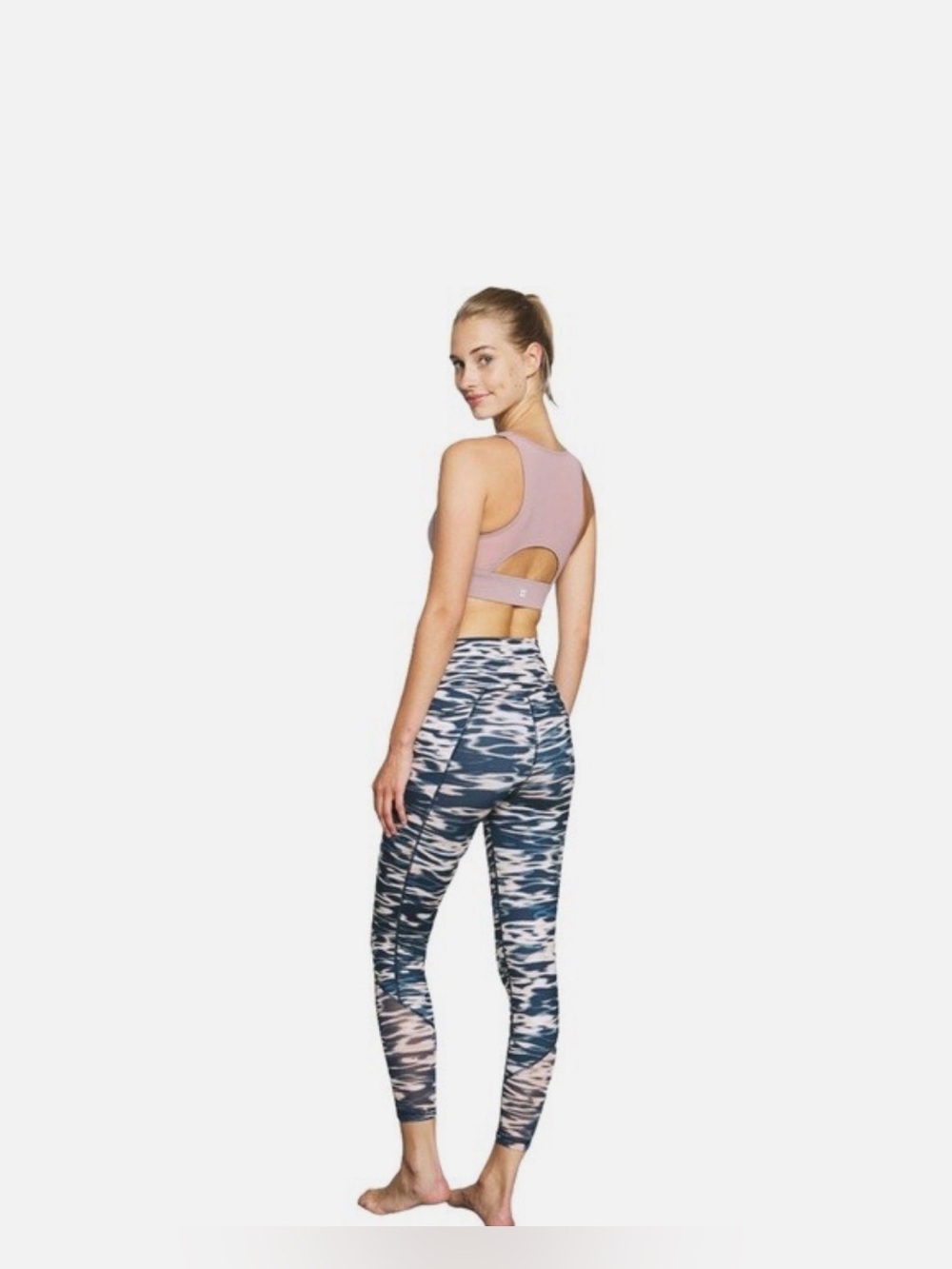 Sweaty Betty Sculpt Yoga Leggings 7/8 Length Stellar Blue Water Print, Size XL - Picture 3 of 12